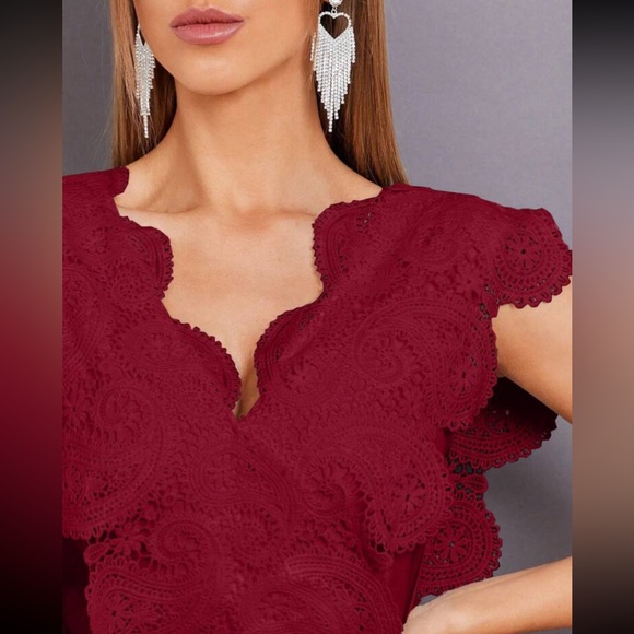 Modely Contrast Lace Scallop Trim Jumpsuit NWT - Picture 3 of 7